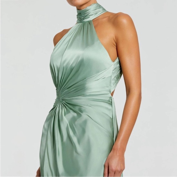 Mac Duggal Open Back High Neck
Side Ruched Gown Sage 4 - Picture 3 of 3